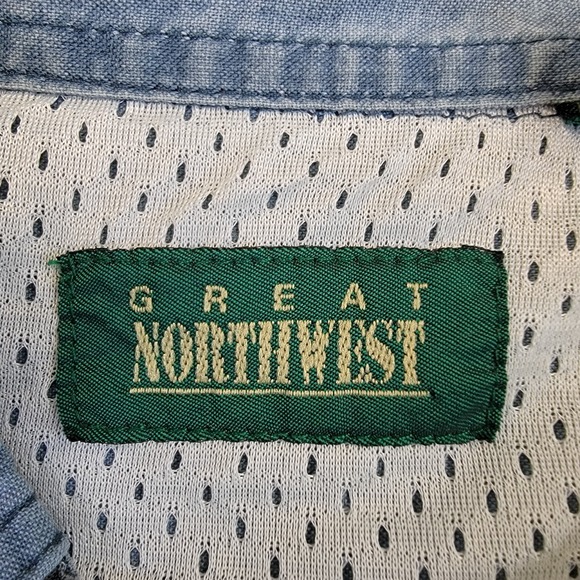 Great Northwest Mens‎ Shirt 1X Blue Button Front Chambray Denim Fishing Lined - Picture 5 of 9